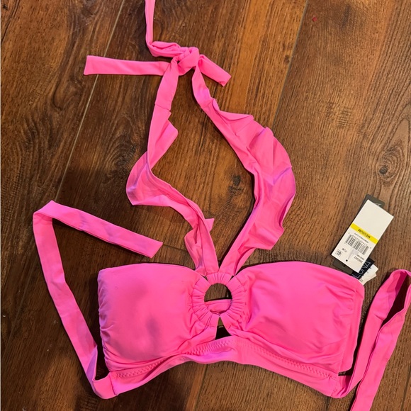 NWT Soluna Swim Buckle Up Shirred Bandeau Bikini Top, Adjustable, Tie Back, Sz M - Picture 10 of 10